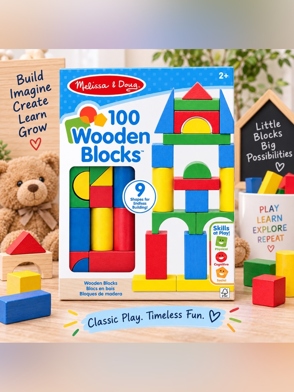 Melissa & Doug Wooden Blocks Set